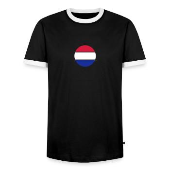 niederlande_rund_50 - Men's Ringer Shirt - black/white - Front - AI Model Female 172 light (172cm) & AI Model Male 178 light (178cm)