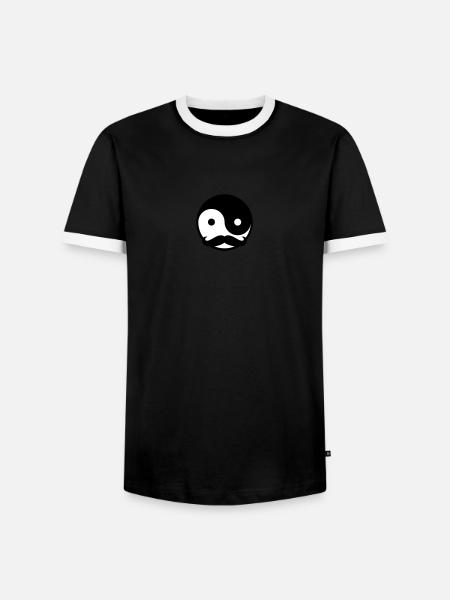 Mustache Yin Yang - T-shirt contrasté Homme - noir/blanc