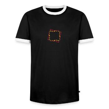 Abstrait feu flamme structure - T-shirt contrasté Homme - noir/blanc - Devant - AI Model Female 172 light (172cm) & AI Model Male 178 light (178cm)