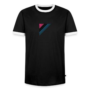 Triangular shape lines Many lines pattern - Men's Ringer Shirt - black/white - Front - AI Model Female 172 light (172cm) & AI Model Male 178 light (178cm)