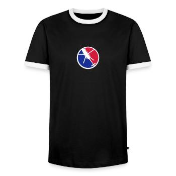 Sports Heli Logo red blue - Men's Ringer Shirt - black/white - Front - AI Model Female 172 light (172cm) & AI Model Male 178 light (178cm)