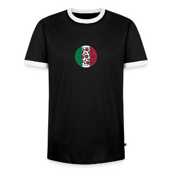 flagge italien farben pizza rund groß comic cartoo - Männer Kontrast-T-Shirt - Schwarz/Weiß - Vorne - AI Model Female 172 light (172cm) & AI Model Male 178 light (178cm)