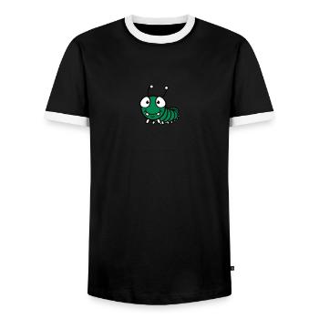 small baby child cute worm crawling snail crawling - Men's Ringer Shirt - black/white - Front - AI Model Female 172 light (172cm) & AI Model Male 178 light (178cm)