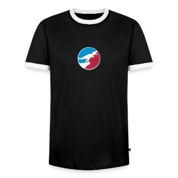 sport logo design nachts mond klippe heulen wolf t - Männer Kontrast-T-Shirt - Schwarz/Weiß - Vorne - AI Model Female 172 light (172cm) & AI Model Male 178 light (178cm)