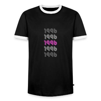 Pink 1996 - Männer Kontrast-T-Shirt - Schwarz/Weiß - Vorne - AI Model Female 172 light (172cm) & AI Model Male 178 light (178cm)