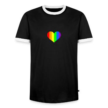 Regenbogen Herz - Männer Kontrast-T-Shirt - Schwarz/Weiß - Vorne - AI Model Female 172 light (172cm) & AI Model Male 178 light (178cm)