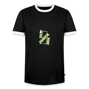 Couple Janick - T-shirt contrasté Homme - noir/blanc - Devant - AI Model Female 172 light (172cm) & AI Model Male 178 light (178cm)