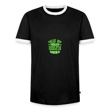 Bachelor party Anika - Men's Ringer Shirt - black/white - Front - AI Model Female 172 light (172cm) & AI Model Male 178 light (178cm)