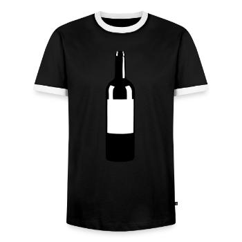 Wine Bottle - Men's Ringer Shirt - black/white - Front - AI Model Female 172 light (172cm) & AI Model Male 178 light (178cm)