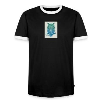 GoVoR_EULE - Men's Ringer Shirt - black/white - Front - AI Model Female 172 light (172cm) & AI Model Male 178 light (178cm)