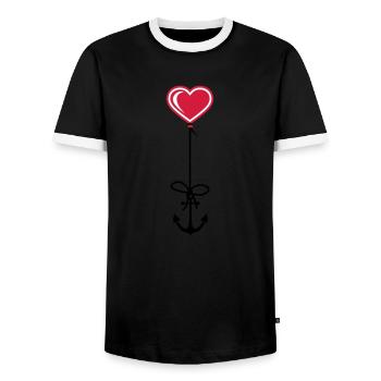 anker herz matrose kapitaen seemann schiff boot me - Männer Kontrast-T-Shirt - Schwarz/Weiß - Vorne - AI Model Female 172 light (172cm) & AI Model Male 178 light (178cm)