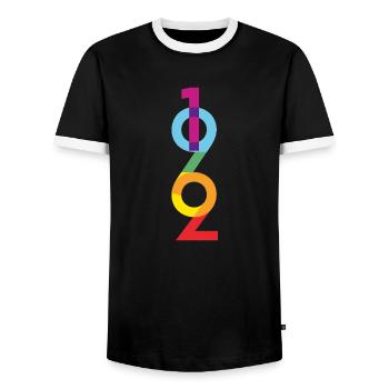 1962 - Men's Ringer Shirt - black/white - Front - AI Model Female 172 light (172cm) & AI Model Male 178 light (178cm)