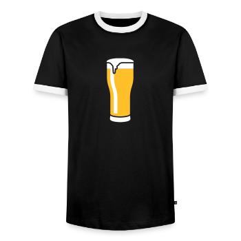 beer_glas_2c - Männer Kontrast-T-Shirt - Schwarz/Weiß - Vorne - AI Model Female 172 light (172cm) & AI Model Male 178 light (178cm)