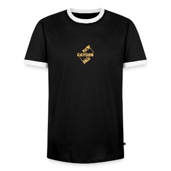 Couple Cayden - Männer Kontrast-T-Shirt - Schwarz/Weiß - Vorne - AI Model Female 172 light (172cm) & AI Model Male 178 light (178cm)