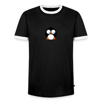 sweet penguin - penguin chick - pingouin douce - - T-shirt contrasté Homme - noir/blanc - Devant - AI Model Female 172 light (172cm) & AI Model Male 178 light (178cm)