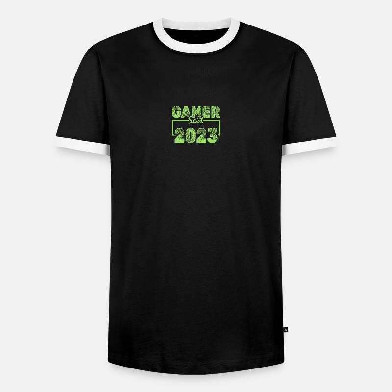 2023 - Männer Kontrast-T-Shirt - Schwarz/Weiß
