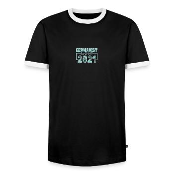Deutsch 2021 - Männer Kontrast-T-Shirt - Schwarz/Weiß - Vorne - AI Model Female 172 light (172cm) & AI Model Male 178 light (178cm)
