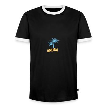 Geschenk für Aruba - Männer Kontrast-T-Shirt - Schwarz/Weiß - Vorne - AI Model Female 172 light (172cm) & AI Model Male 178 light (178cm)