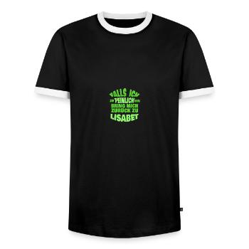 L - Men's Ringer Shirt - black/white - Front - AI Model Female 172 light (172cm) & AI Model Male 178 light (178cm)