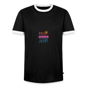 Geschenk für Jannik - Männer Kontrast-T-Shirt - Schwarz/Weiß - Vorne - AI Model Female 172 light (172cm) & AI Model Male 178 light (178cm)