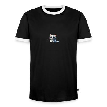 Baby Kitty - Männer Kontrast-T-Shirt - Schwarz/Weiß - Vorne - AI Model Female 172 light (172cm) & AI Model Male 178 light (178cm)