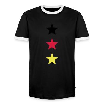 Flagge Deutschland Stern schwarz rot gold - Männer Kontrast-T-Shirt - Schwarz/Weiß - Vorne - AI Model Female 172 light (172cm) & AI Model Male 178 light (178cm)