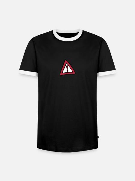 signalisation danger panneau triangle 50 - T-shirt contrasté Homme - noir/blanc