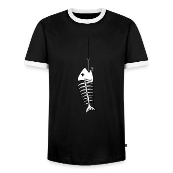 Fishbone On The Hook - T-shirt contrasté Homme - noir/blanc - Devant - AI Model Female 172 light (172cm) & AI Model Male 178 light (178cm)