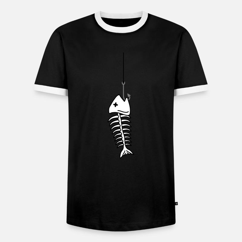 Fishbone On The Hook - Men's Ringer Shirt - black/white