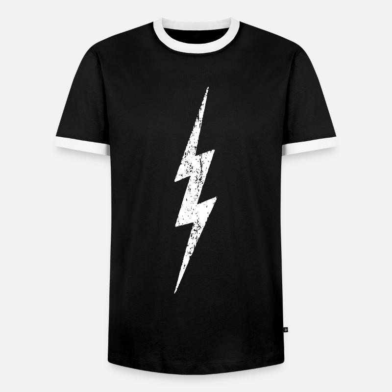 Lightning - Lightning Bolt - distressed - Men's Ringer Shirt - black/white