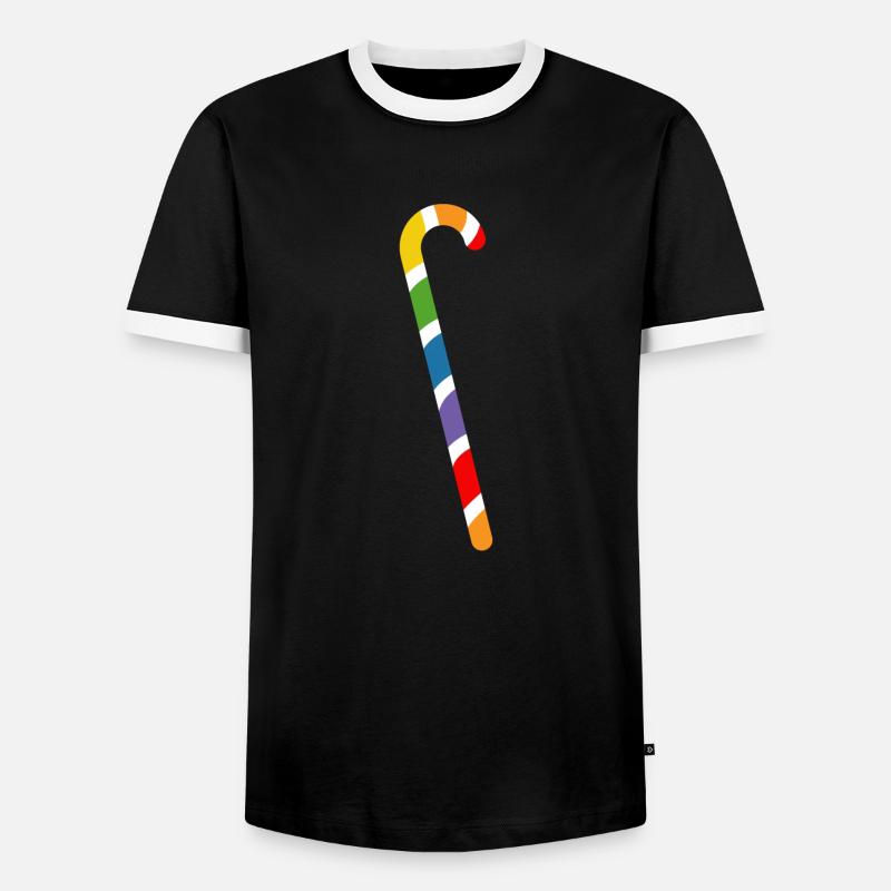 rainbow candy cane lgbtqi queer - Men's Ringer Shirt - black/white