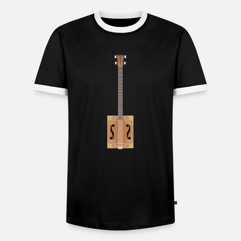 Cigar Box Guitar - Men's Ringer Shirt - black/white