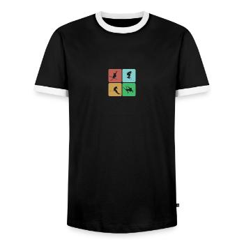 Skiing Ski Motif for Skier Skier - Men's Ringer Shirt - black/white - Front - AI Model Female 172 light (172cm) & AI Model Male 178 light (178cm)