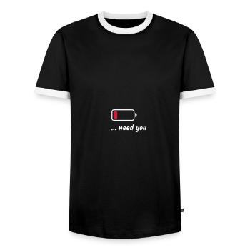 Low Battery Need You Weiß - Männer Kontrast-T-Shirt - Schwarz/Weiß - Vorne - AI Model Female 172 light (172cm) & AI Model Male 178 light (178cm)