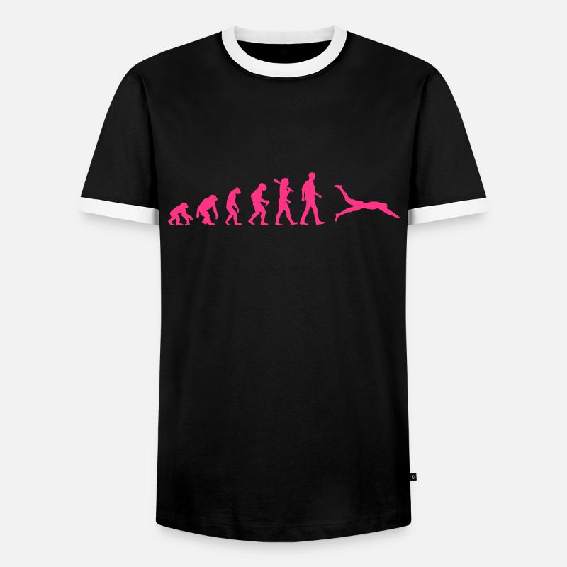 Schwimmer Evolution - Männer Kontrast-T-Shirt - Schwarz/Weiß