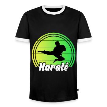 Karate - Männer Kontrast-T-Shirt - Schwarz/Weiß - Vorne - AI Model Female 172 light (172cm) & AI Model Male 178 light (178cm)