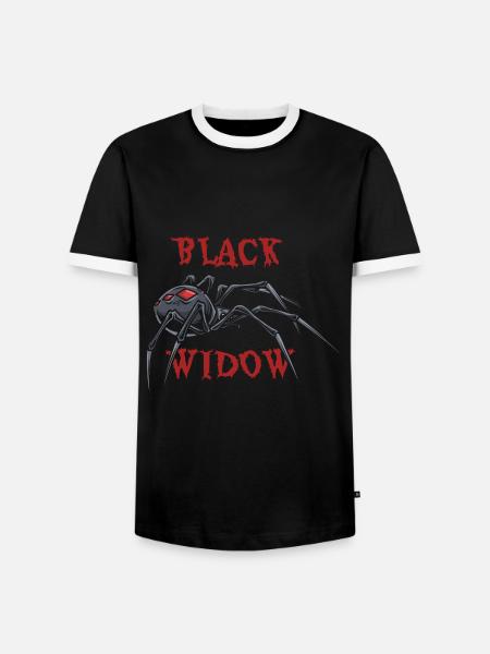 Schwarze Witwe Spinne - Männer Kontrast-T-Shirt - Schwarz/Weiß
