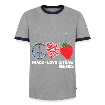 Niedliche Erdbeere - Männer Kontrast-T-Shirt - Grau/Navy  - Vorne - AI Model Female 172 light (172cm) & AI Model Male 178 light (178cm)