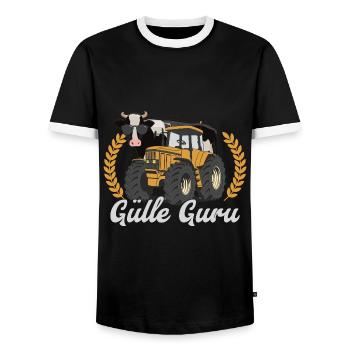 Gülle Guru - Männer Kontrast-T-Shirt - Schwarz/Weiß - Vorne - AI Model Female 172 light (172cm) & AI Model Male 178 light (178cm)