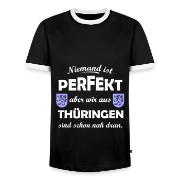 La Thuringe à l’est - T-shirt contrasté Homme - noir/blanc - Devant - AI Model Female 172 light (172cm) & AI Model Male 178 light (178cm)