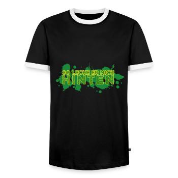 so lecke er mich hinten - Männer Kontrast-T-Shirt - Schwarz/Weiß - Vorne - AI Model Female 172 light (172cm) & AI Model Male 178 light (178cm)