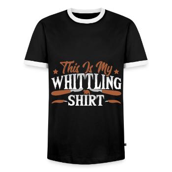 Holzschnitzerei, Schnitzausrüstung, Schnitzereien, - Männer Kontrast-T-Shirt - Schwarz/Weiß - Vorne - AI Model Female 172 light (172cm) & AI Model Male 178 light (178cm)