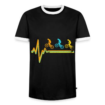 BMX - ECG - Men's Ringer Shirt - black/white - Front - AI Model Female 172 light (172cm) & AI Model Male 178 light (178cm)