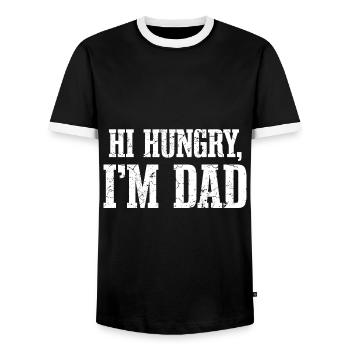 Hallo hungrig, ich bin Papa - Männer Kontrast-T-Shirt - Schwarz/Weiß - Vorne - AI Model Female 172 light (172cm) & AI Model Male 178 light (178cm)