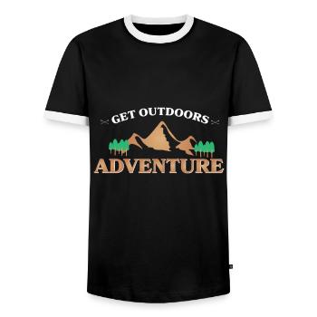 Urlaub Reisen - Männer Kontrast-T-Shirt - Schwarz/Weiß - Vorne - AI Model Female 172 light (172cm) & AI Model Male 178 light (178cm)