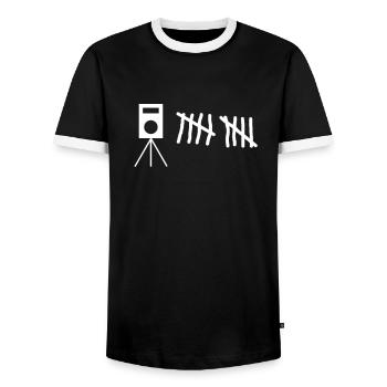 Speed Camera Highway Speed Tire Tuning - Men's Ringer Shirt - black/white - Front - AI Model Female 172 light (172cm) & AI Model Male 178 light (178cm)