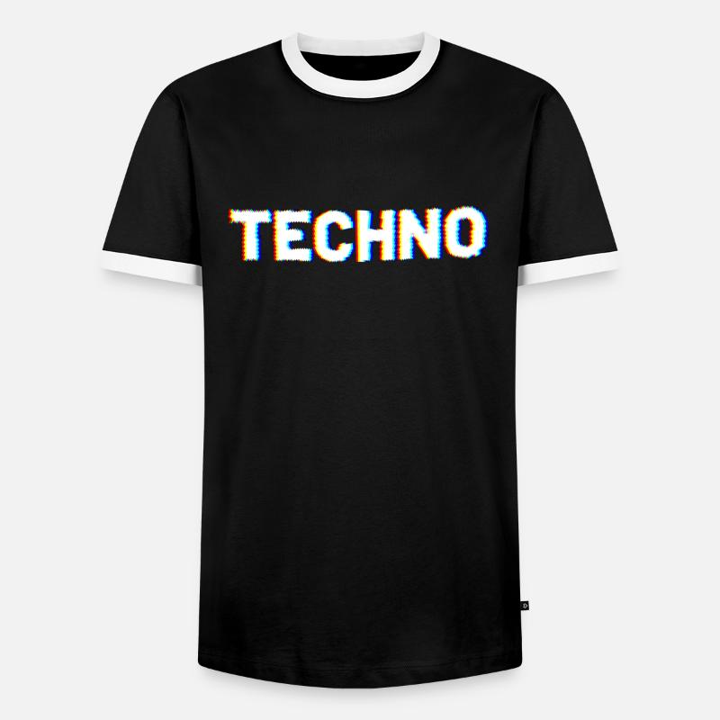 Techno - Männer Kontrast-T-Shirt - Schwarz/Weiß