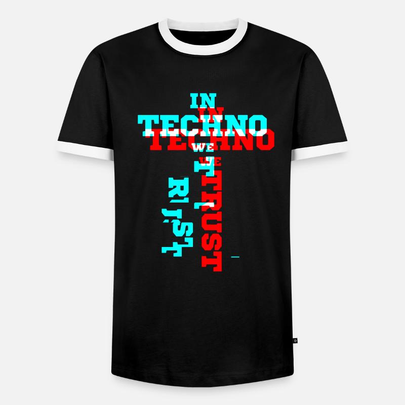 techno - Men's Ringer Shirt - black/white