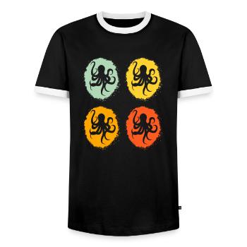 poulpe poulpe mer vie marine animal poulpe - T-shirt contrasté Homme - noir/blanc - Devant - AI Model Female 172 light (172cm) & AI Model Male 178 light (178cm)