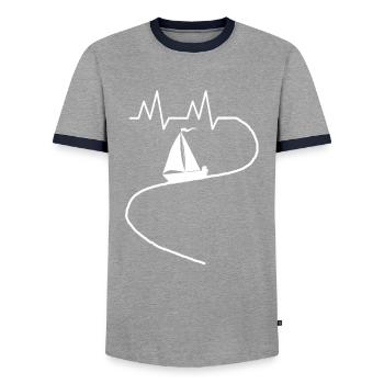 boot segeln schiff sprüche hobby segelschiff hafen - Männer Kontrast-T-Shirt - Grau/Navy  - Vorne - AI Model Female 172 light (172cm) & AI Model Male 178 light (178cm)